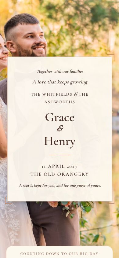 A real published Wedding invitation page